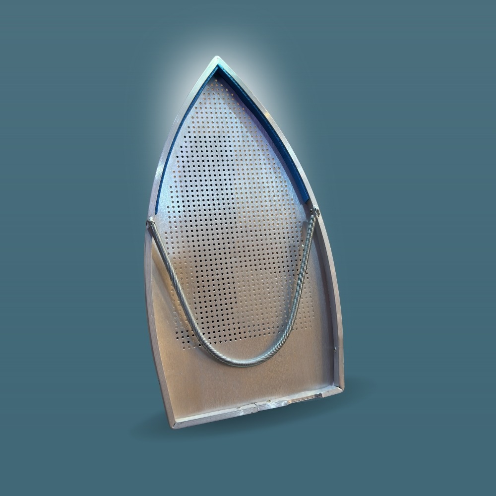 Teflon cover for steam iron used in laundry equipment to protect fabrics from heat damage.